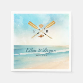 Vattenfärgsblad Oars Bröllop Pappersservett