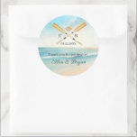 Vattenfärgsblad Oars Bröllop Runt Klistermärke<br><div class="desc">Fånga den avslappnade elegansen i ett kustnära firande med denna strand och har vattenfärgsmärke. Med mjuka, havsininspirerade nyanser och handmålat vinkarare, innehåller dekalen korerade öron och säsongsanpassade accenter för en charmerande nautisk beröring. Perfekt för par att planera en pjäs, vid sidan av "jag gör" vid en Kaptorsk, New England eller...</div>