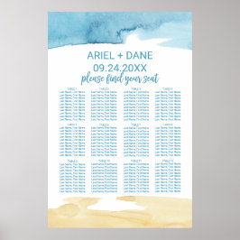 Vattenfärgsblad och havssittdiagram poster