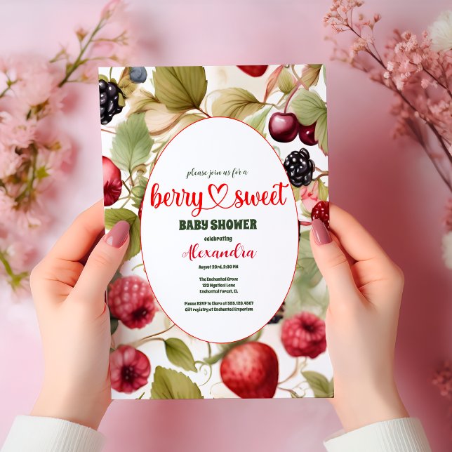 Vattenfärgsblandad Berries, sommarbabystölder Inbjudningar (Skapare uppladdad)