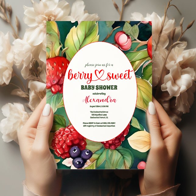 Vattenfärgsblandad Berries, sommarbabystölder Inbjudningar (Skapare uppladdad)