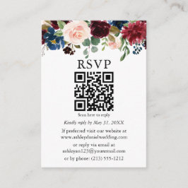 Vattenfärgsblandad Blommigt Foto Bröllop QR OSA Tilläggskort