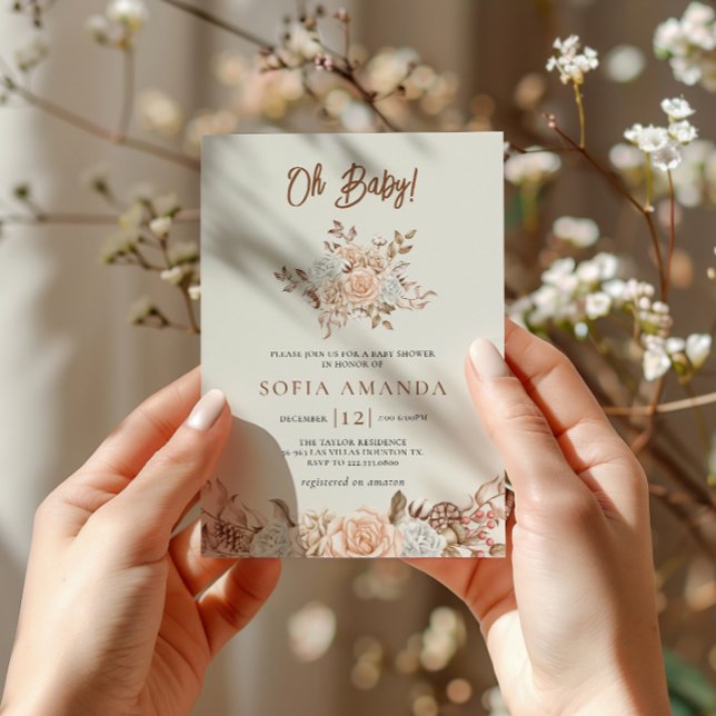 Vattenfärgsblåsaren Winter Bouquet Baby Shower Inbjudningar (Skapare uppladdad)