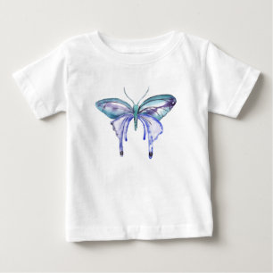 Vattenfärgsblått Aqua Lila butterfly T-shirt