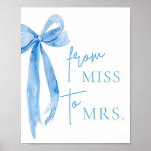 Vattenfärgsblått bläckstråle från miss till mrs Si Poster