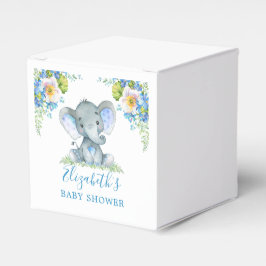 Vattenfärgsblått Blommigt Baby Elephant Baby Showe Presentaskar