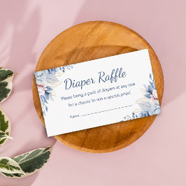 vattenfärgsblått blommigt, blöjare, raffelbabydusc tilläggskort