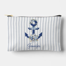 vattenfärgsblått blommigt nautiskt rand namn chic