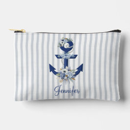 vattenfärgsblått blommigt nautiskt rand namn chic