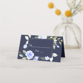 Vattenfärgsblått Blommigt Ram Bröllop Bordsnummer Placeringskort