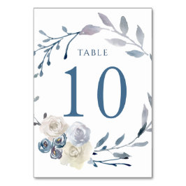 vattenfärgsblått Bordsnummer för blommigt 10