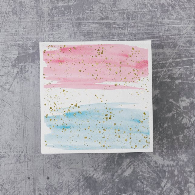 Vattenfärgsblått eller Rosa Gender Reveal Party Pappersservett (Skapare uppladdad)