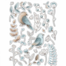 Vattenfärgsblått fågelklippskonst