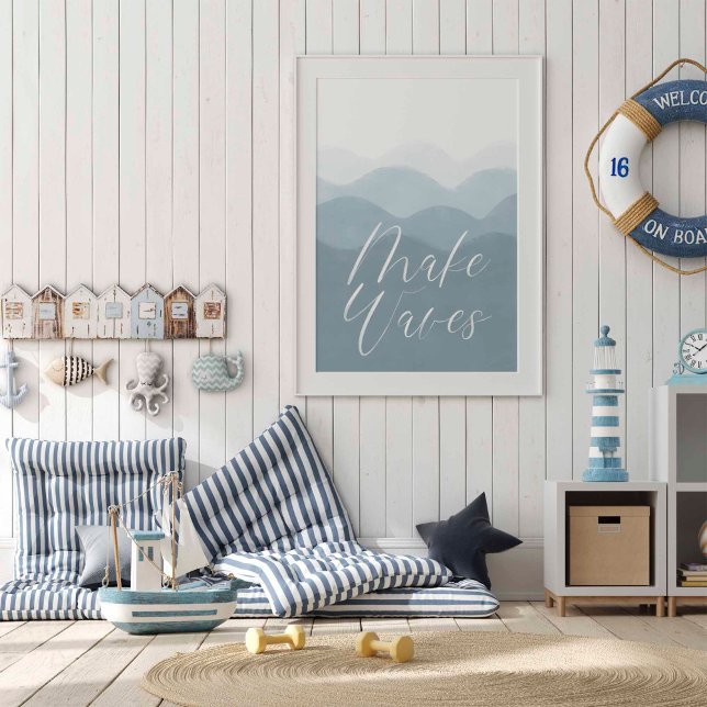 Vattenfärgsblått gör att vågar poster (Skapare uppladdad)