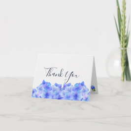 Vattenfärgsblått Hydrangea Tack Kort