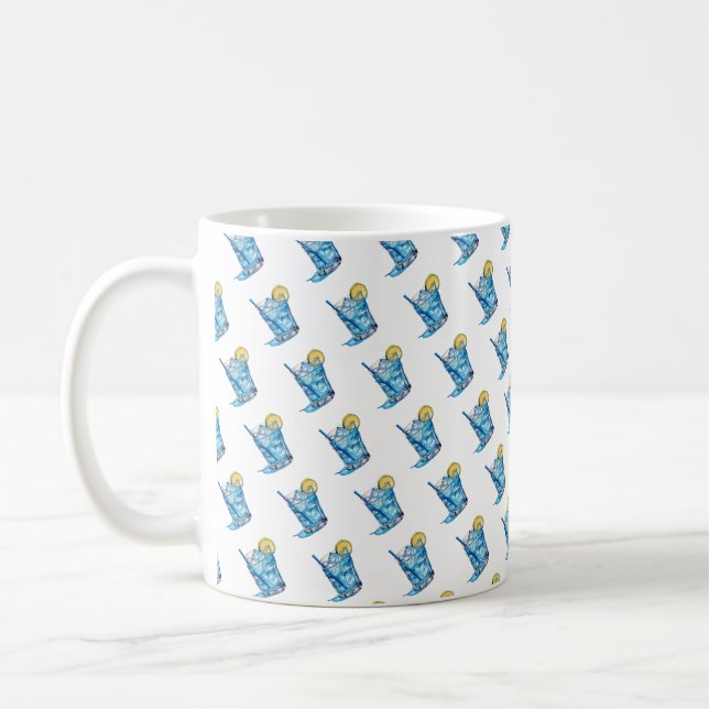 Vattenfärgsblått Lagoon Cocktail Drink Kaffemugg (Vänster)