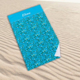 Vattenfärgsblått mönster grönt löv namn himmel