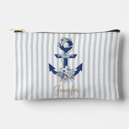 vattenfärgsblått nautiskt blommigt rand guld namn