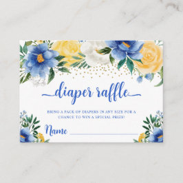 Vattenfärgsblått och Gula blommor Förkläde Raffle Tilläggskort