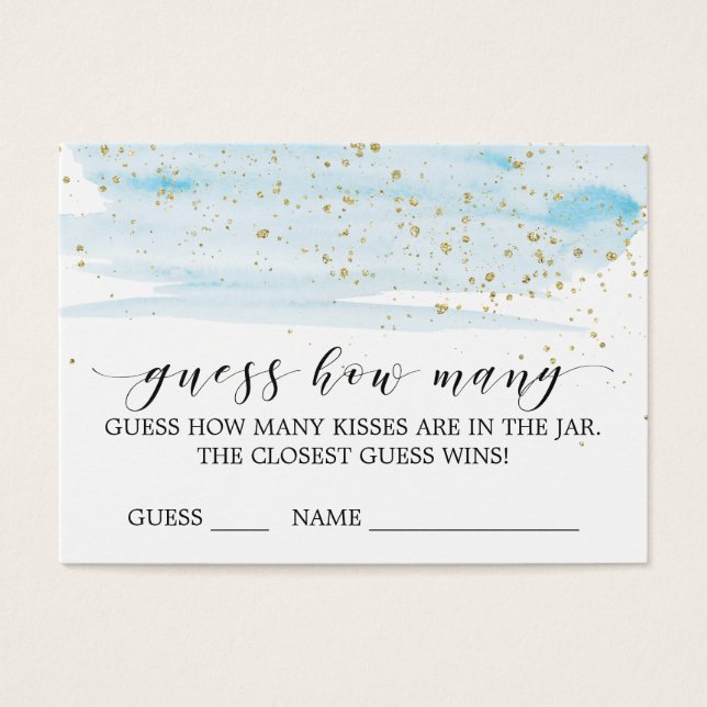 Vattenfärgsblått och Guld Garanterar hur många sju Visitkort (Framsidan)