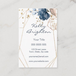 Vattenfärgsblått och guld, geometrisk blommigt visitkort