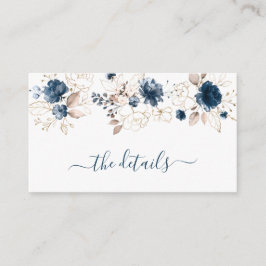 Vattenfärgsblått och guld rosor, Bröllop, detaljer Tilläggskort