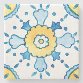 Vattenfärgsblått och Gult marockanska plattan Möns Stenunderlägg