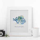 Vattenfärgsblått oktopus Motiverande Poster<br><div class="desc">En söt motiverande poster för sovrum, badrum och bostadsområden på ditt tropiska strandhem. Den här utskriften har min ursprungliga hand målat vattenfärgsblå bläckfisk i skuggor av grönt och blå med citatet "this is my strand ställe" angivet i trendigets skripttypografi. Anpassa för att läsa spelar ingen roll som du gillar. Besök...</div>