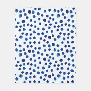 Vattenfärgsblått polka dots sömlöst mönster fleecefilt