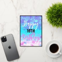 Vattenfärgsblått Rosa Blått Lila Birthday Personli