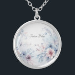 Vattenfärgsblått Rosa Blommigt Necklace Silverpläterat Halsband<br><div class="desc">Vackfärgsblått Rosa Blommigt Necklace</div>