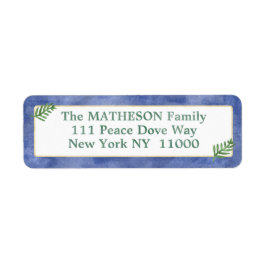 Vattenfärgsblått Royal, Grönt, enkelfärgad Guld Returadress Etikett