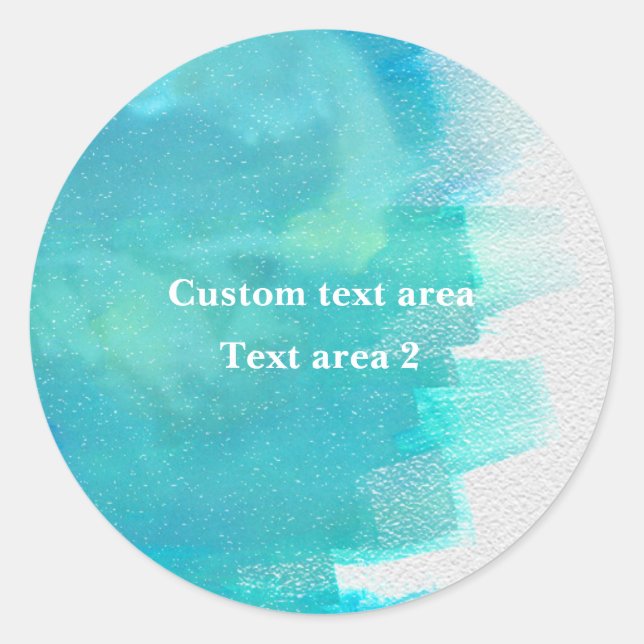 Vattenfärgsblått Saltwater Tropical Sommarmärke Runt Klistermärke (Framsida)