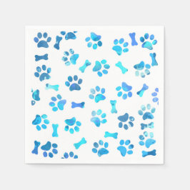 Vattenfärgsblått Tass avtryck födelsedag Pappersservett