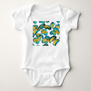 Vattenfärgsblått, turkos, guld art. t shirt