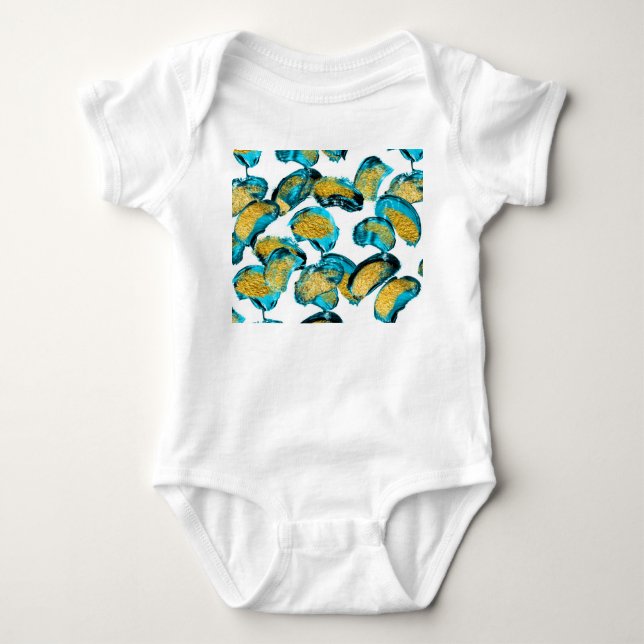 Vattenfärgsblått, turkos, guld art. t shirt (Framsida)