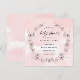 Vattenfärgsblickar | Babykläder för  Rosa Blommigt Inbjudningar