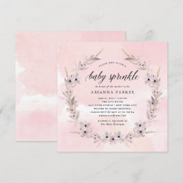 Vattenfärgsblickar |  Rosa Blommigt Baby Sprinkle Inbjudningar