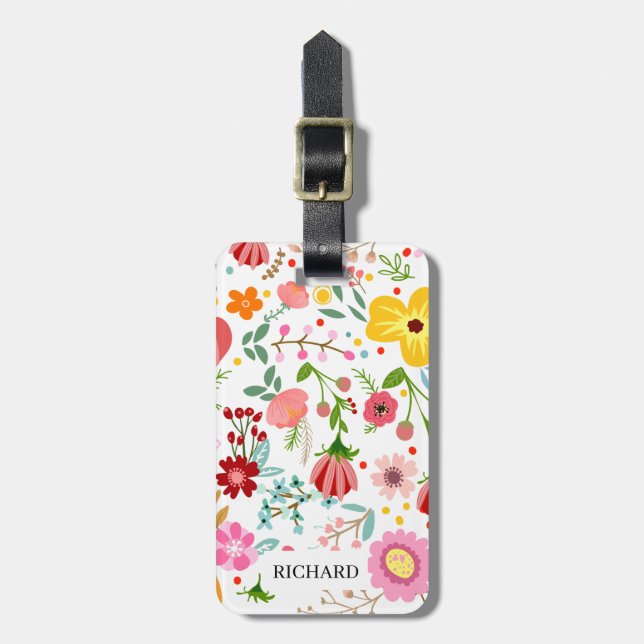 Vattenfärgsblomma Anpassa Bagagebricka (Vertikal Framsida)