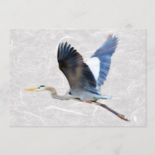 Vattenfärgsblomma Blå Heron Inbjudningar