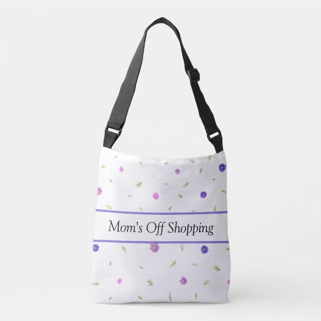 Vattenfärgsblomma, bläck | Anpassat namn Axelväska (Framsida)