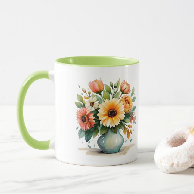 Vattenfärgsblomma Bouquet Mugg (Med munk)