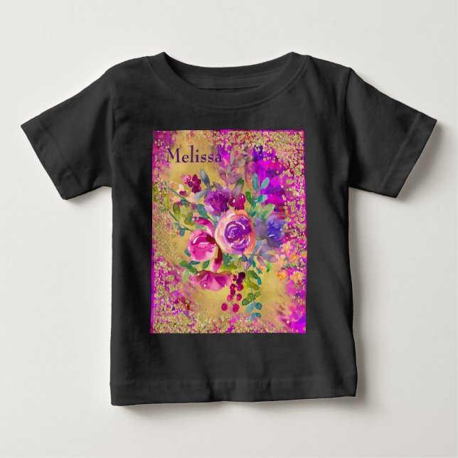 Vattenfärgsblomma Bouquet på Rosa Personlig T Shirt (Framsida)