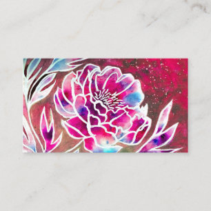 Vattenfärgsblomma Dahlia Add QR Code Girly Beauty Visitkort
