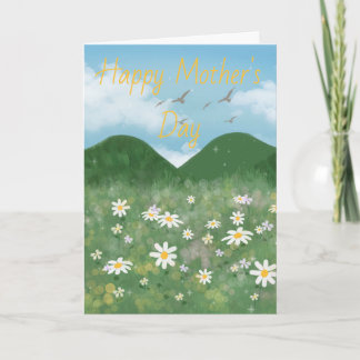 Vattenfärgsblomma daisy Lycklig Mors dag-kort Kort