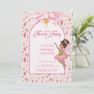 Vattenfärgsblomma Flower Fairy Baby Shower Inbjudningar