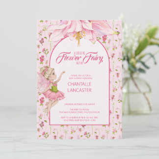 Vattenfärgsblomma Flower Fairy Baby Shower Inbjudningar