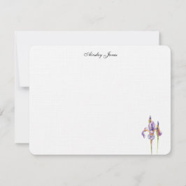 Vattenfärgsblomma från lila Iris Tack Kort