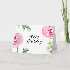 Vattenfärgsblomma, Grattis på födelsedagen-kort Kort