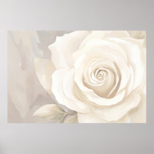 Vattenfärgsblomma i abstrakten vit ros. poster
